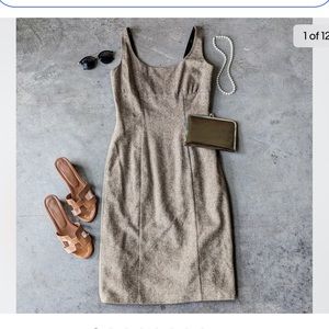 Vintage DVF tweed brown Bridget sheath pencil dress wool silk - size 2